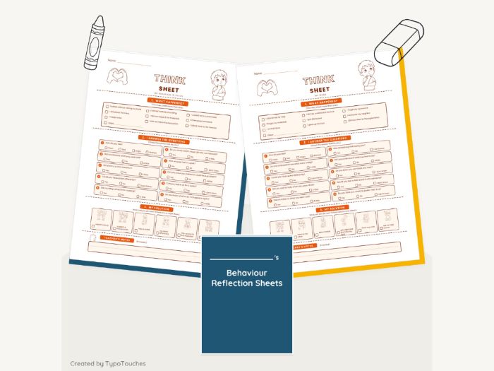 Behaviour Reflection Sheets | 12 Sheets