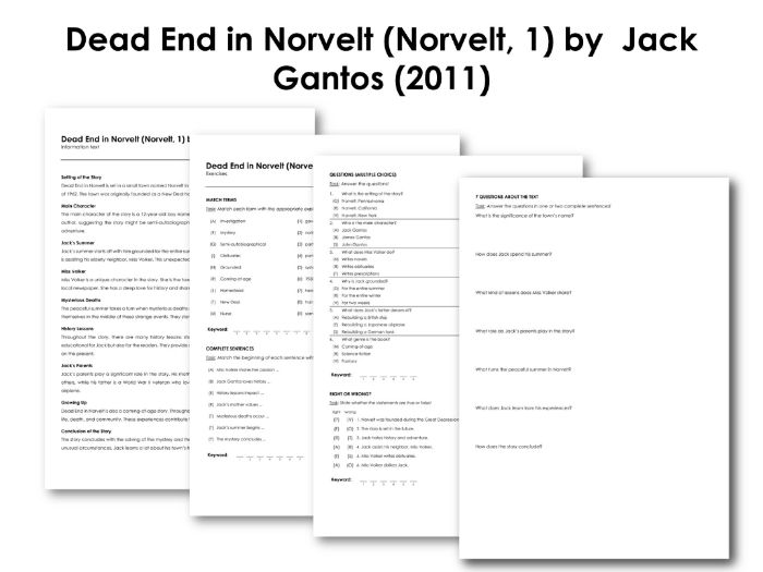 Dead End in Norvelt (Norvelt, 1) by Jack Gantos (2011) | Teaching Resources