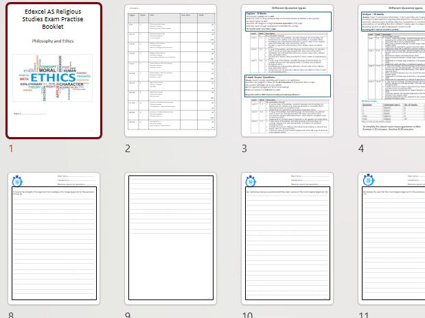 Edexcel IGCSE Religious Studies 4RS1 Exam Practice Booklet Editable