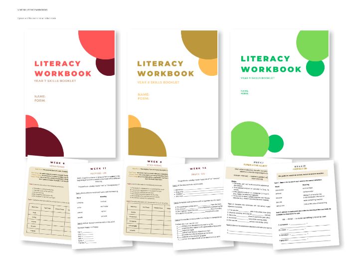 Whole Year KS3 Literacy Booklets | Years 7, 8 & 9 | Morphology, Spelling, Grammar + Sentencing