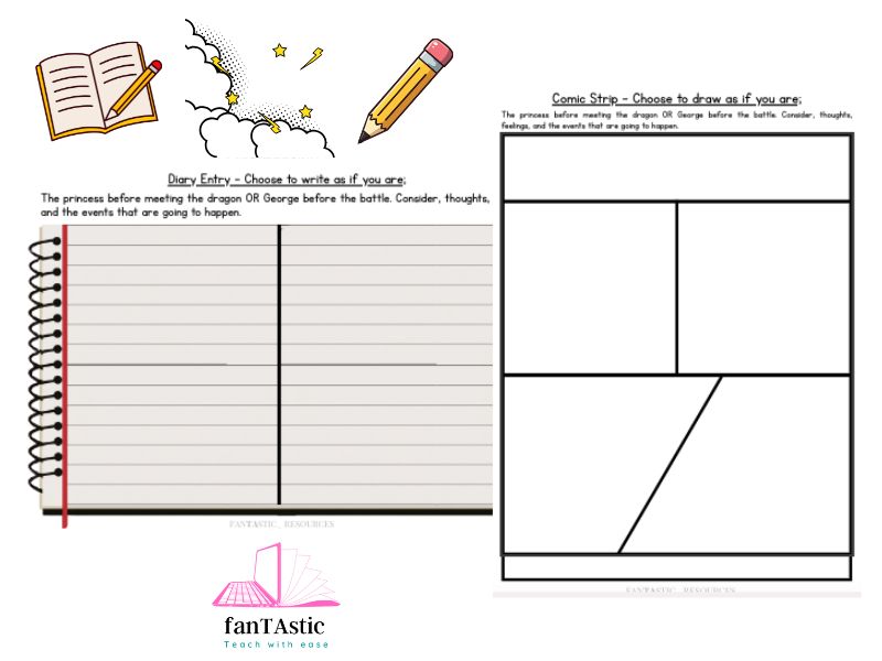 St George and the Dragon Diary Writing Activity | KS2 (Years 3–6)  + Comic Strip template