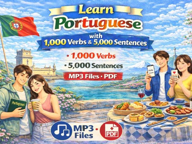 Learn Portuguese with 1,000 Verbs, Conjugation, 5,000 Sentences(MP3 & PDF)