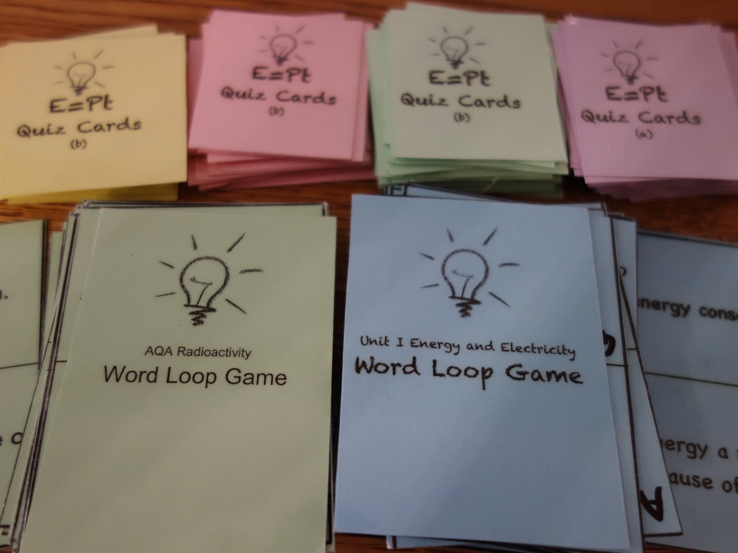 Physics Word loop game cards