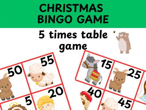 5 times table Christmas bingo