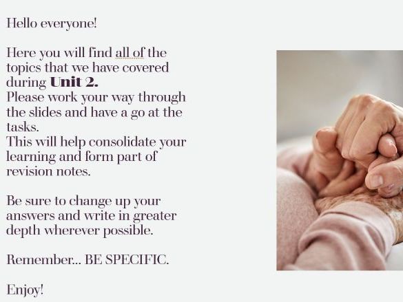 OCR CTEC Health and Social Care - Unit 2 - Revision Guide