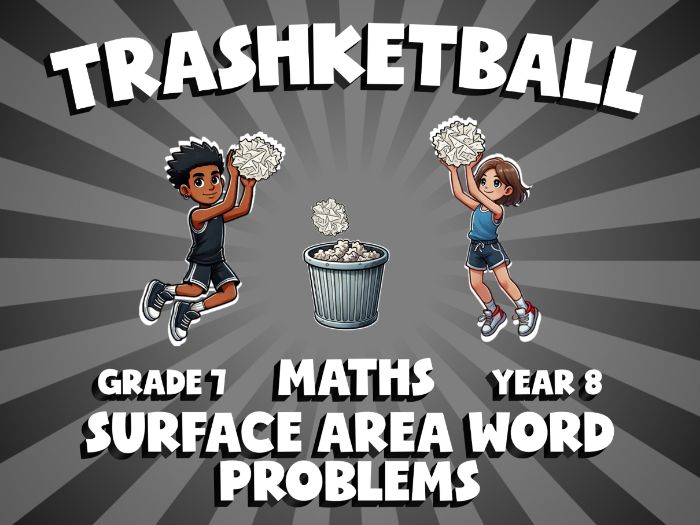 Surface Area Word Problems TRASHKETBALL Maths Game | No-Prep Year 8 Review Activity
