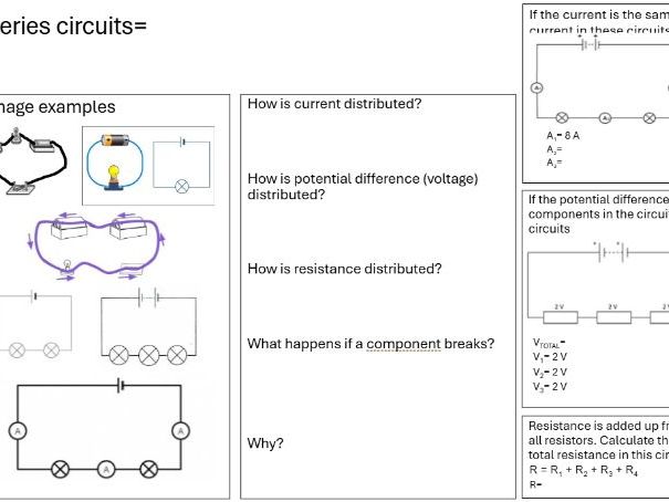 Series and Parallel Circuits Rules Worksheet