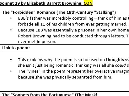 WJEC Poetry 2027 Sonnet 29 Historical Context revision sheet