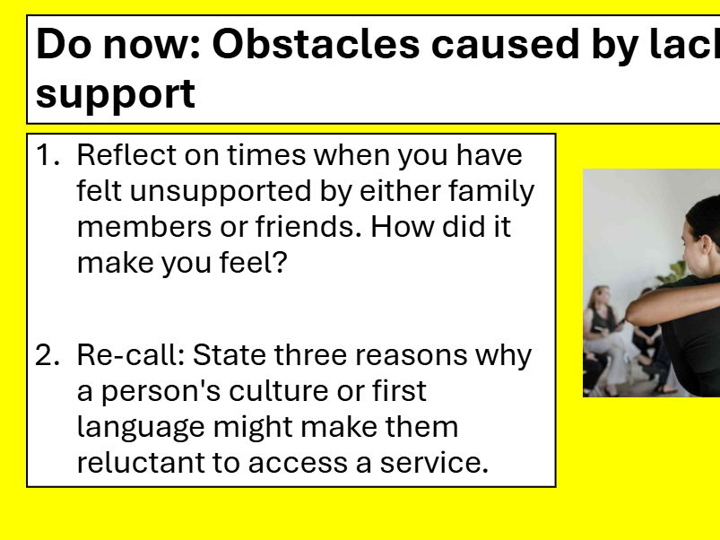 BTEC TECH AWARD Component 3 Health and Wellbeing Health & Social Care LOC LESSON12