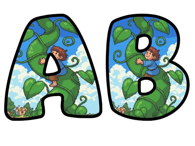 Jack and the Beanstalk Story Retro 8-Bit Pixel Alphabet Letters | Classroom Display