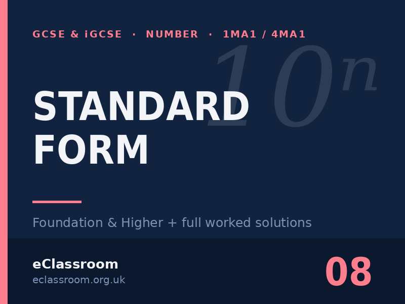GCSE & iGCSE Standard Form worksheet