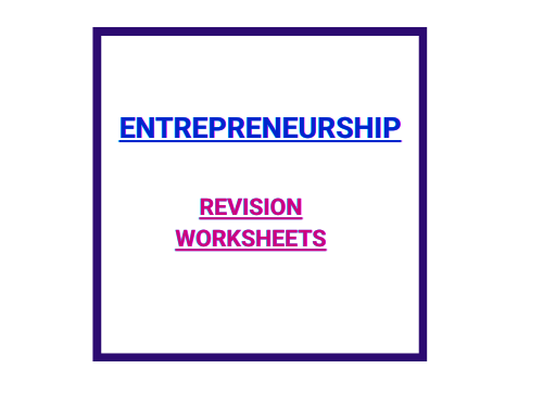 Entrepreneurship & Business Planning revision pack with worksheets, case study, questions, answers
