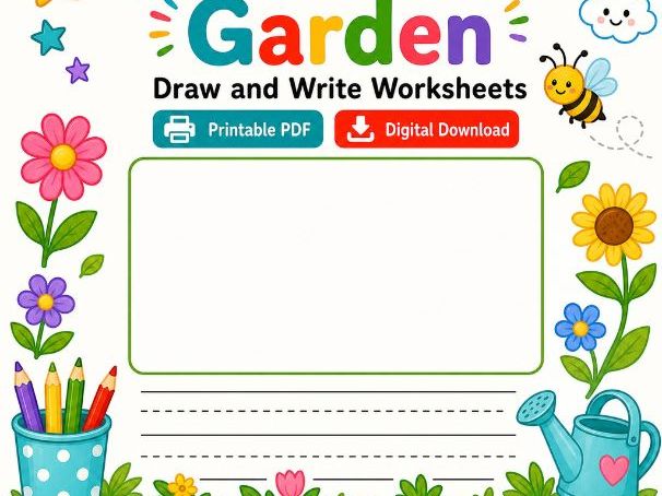 Draw And Write Garden | Draw and Write Worksheets | Printable PDF | Digital Download