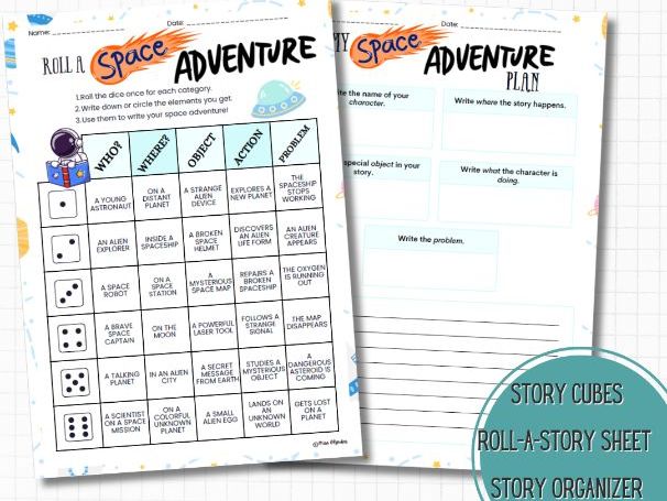 Roll a Space adventure – ESL Roll the Dice Speaking & Writing Activity | Creative Writing Game