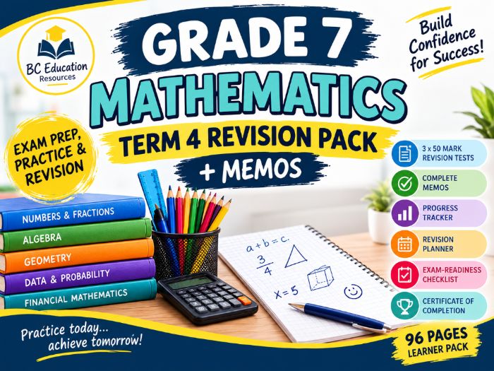 Grade 7 Maths Term 4 Revision Pack + Memos