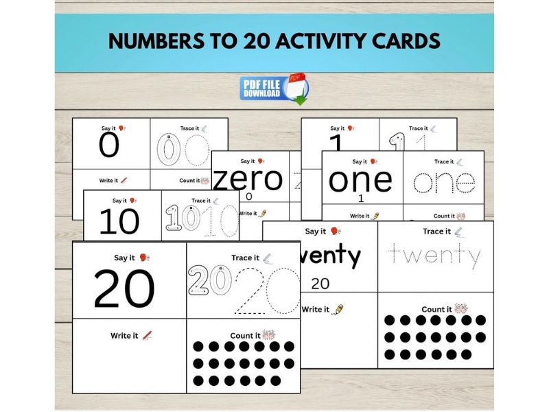 Numbers to 20 Activity Boards, Number Recognition, Counting & Number Words