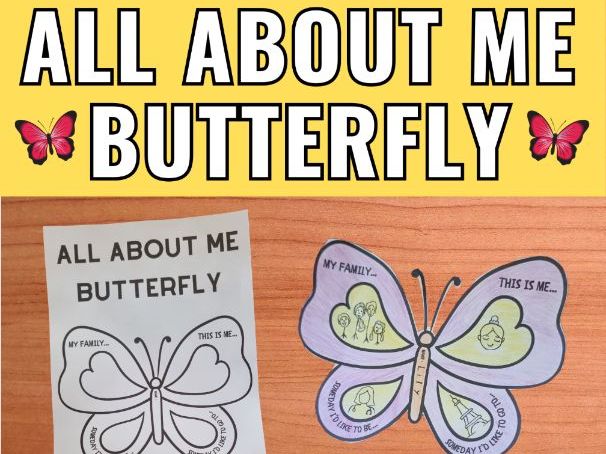 Back to School Activities - Butterfly Craft - All About Me Worksheet