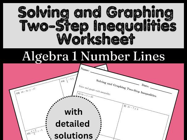Solving and Graphing Two-Step Inequalities Worksheet | Algebra 1 Number Lines