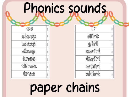 Phonics Phase 3 paper chains