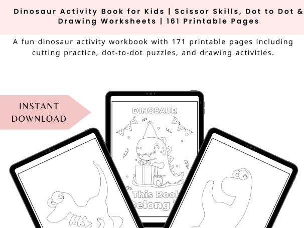 Dinosaur Activity Book for Kids | Scissor Skills