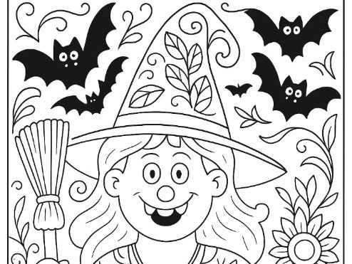 Halloween Witch Colouring Sheet