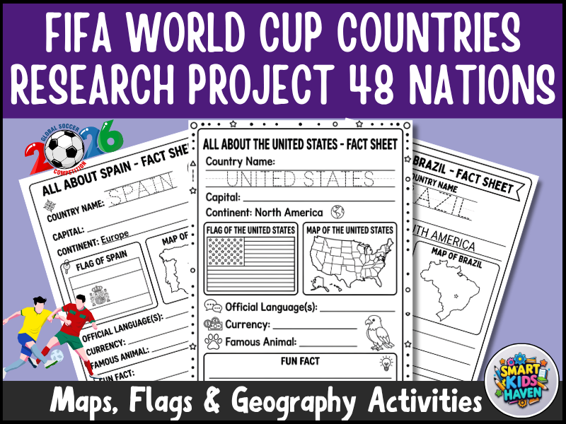 World Cup Countries Research Project Maps Flags Geography Activities 48 Nations.