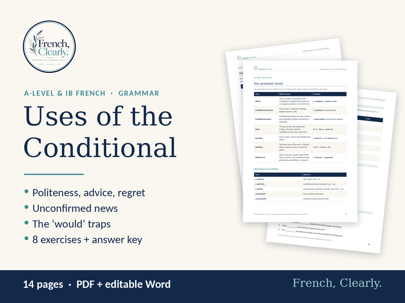 French Conditional – Uses: Politeness, Advice, Regret, Unconfirmed News (A-level & IB)