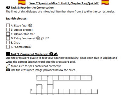 🎯 Year 7 Spanish – Mira 1 Unit 1 Complete Bundle
