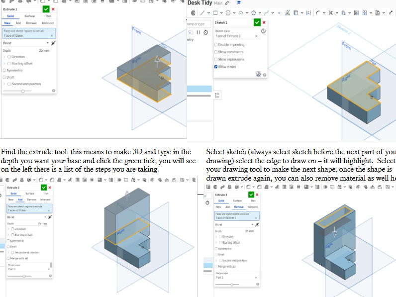 Mini Project for 3D design students - De Stijl Desk/Bathroom Tidy - Onshape