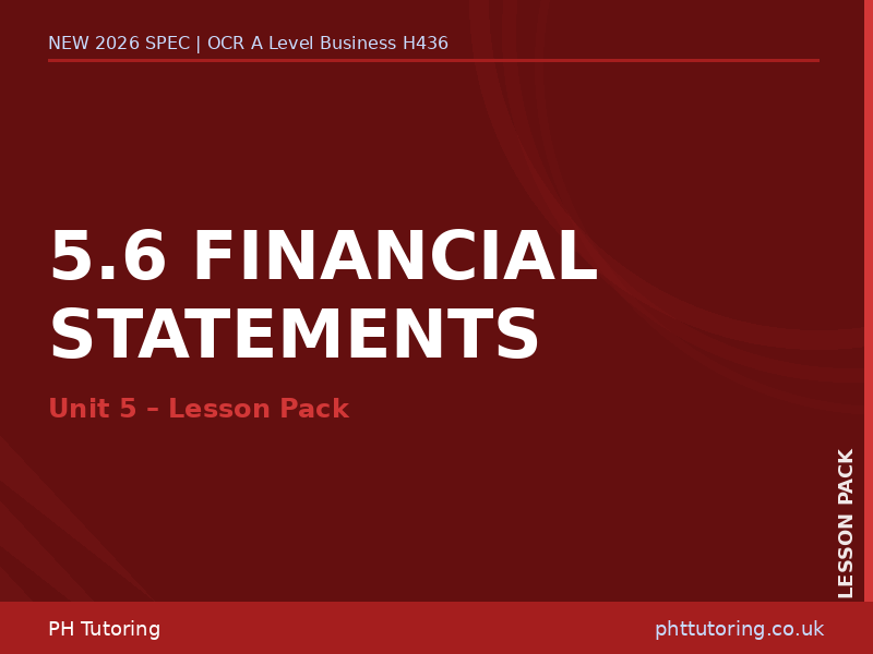 NEW 2026 OCR A Level Business H436 – 5.6 Financial Statements – LESSON PACK