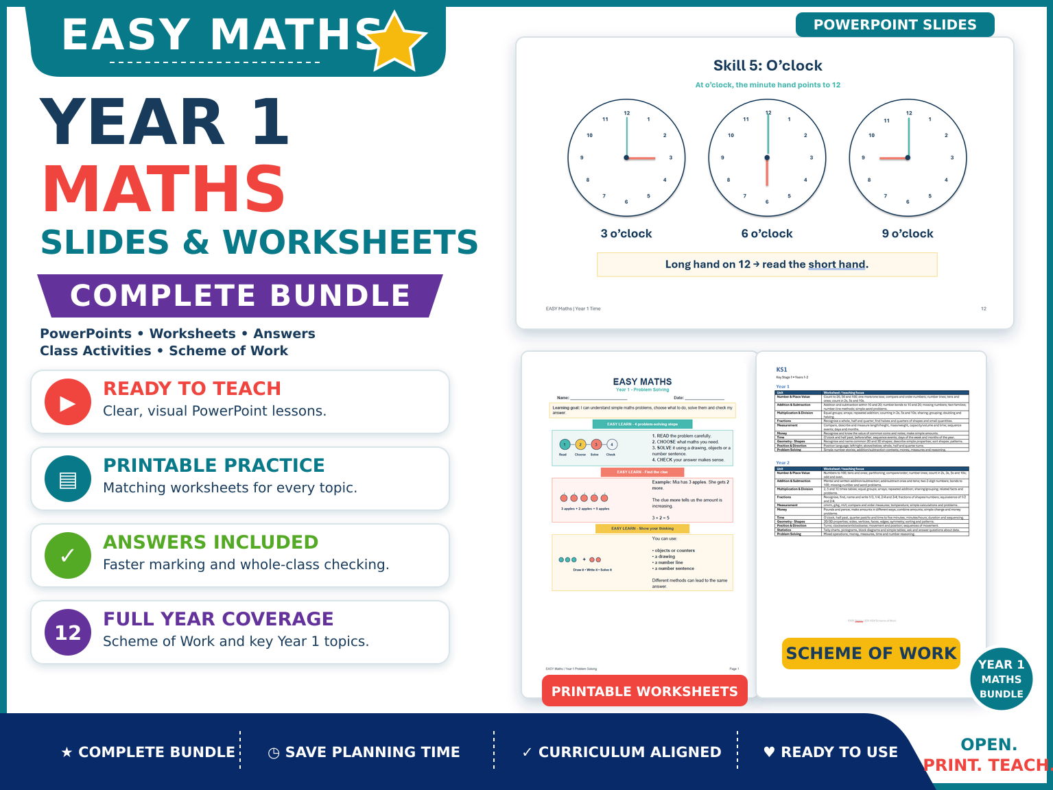 Year 1 Maths Slides & Worksheets | Bundle