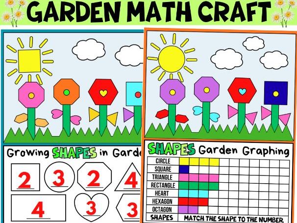 Spring 2D Shapes & Graphing Math Craft Activity | Garden Bulletin Board