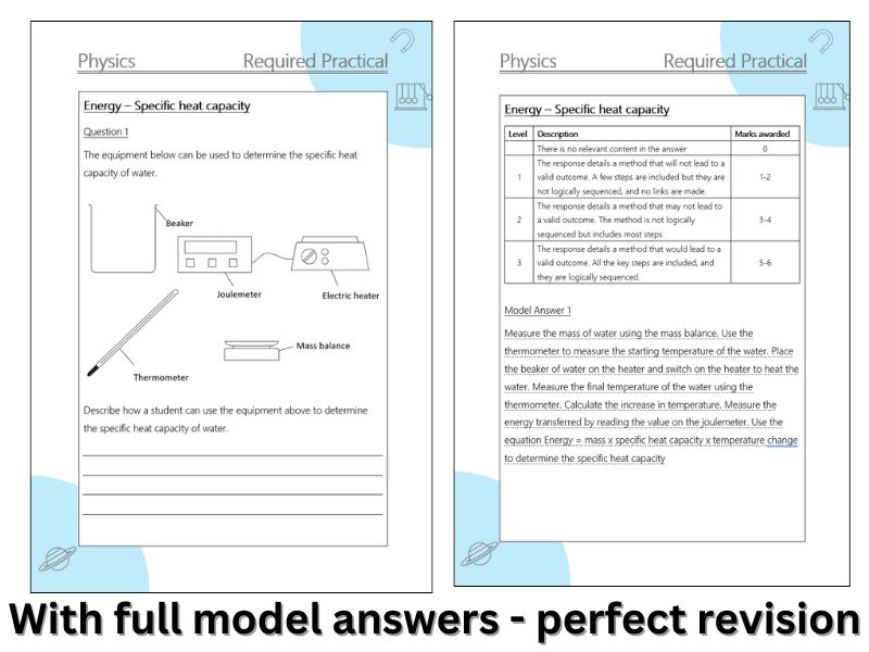 AQA Specific heat capacity Required practical extended response Q&A