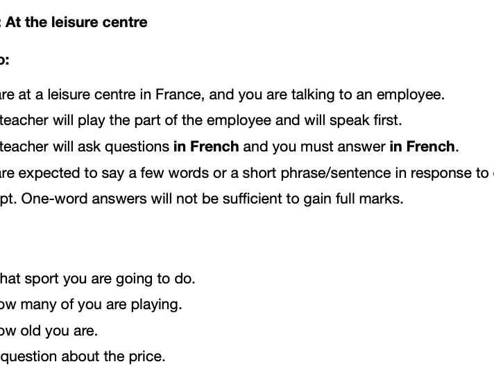 Edexcel French Speaking pack higher GCSE - My personal world