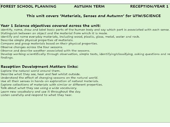 Forest School Planning (Autumn Term)