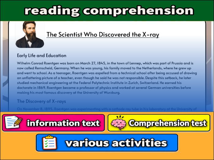 Wilhelm Conrad Roentgen- Reading Comprehension, study guide & Activities
