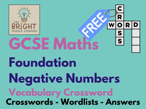 GCSE Maths - Foundation - Crossword - Negative Numbers