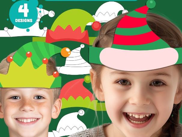 Elf Crown Templates, Wearable Paper Craft for Holiday Fun
