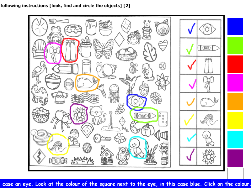 following instructions [look, find and circle the objects] [2]