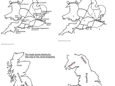 Maps: Iron Age tribes, British Roman towns, Anglo-Saxon kingdoms