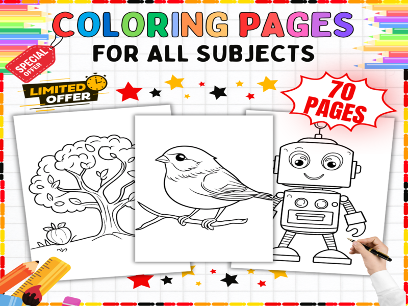 70 Colouring Pages for Kids | All Subjects Art Activities | Brain Break Printables | KS1 KS2 Bundle