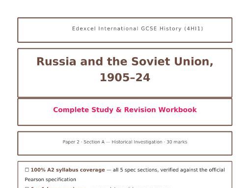 Edexcel IGCSE History 4HI1 | Russia 1905–24 Workbook