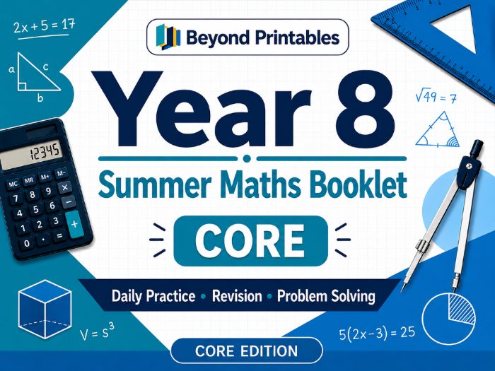 Summer Maths Homework Booklet for Yr 8 core