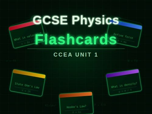 CCEA GCSE Physics Unit 1 year 11 complete Flash cards (160 cards)