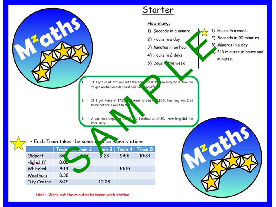 Time - Reading TimeTables/Problem Solving/Revision