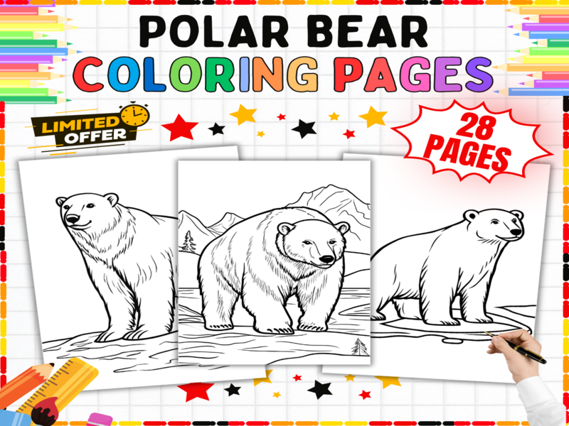 Polar Bear Colouring Pages | 28 Arctic Animal Worksheets for Primary School Children & EYFS