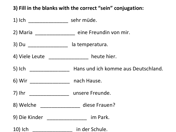 SEIN Conjugation Worksheets | Present Tense | Das Verb SEIN