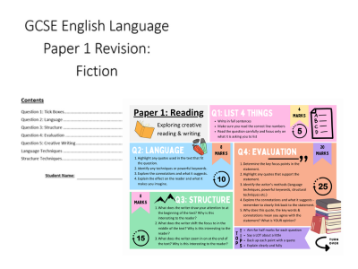 AQA GCSE English Paper 1 Revision Pack