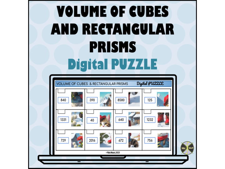 Volume of Cubes and Rectangular Prisms - Matching and Puzzle Assembling Activity