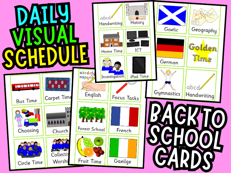 Visual Schedule Daily Cards Template First Day Of Back To School